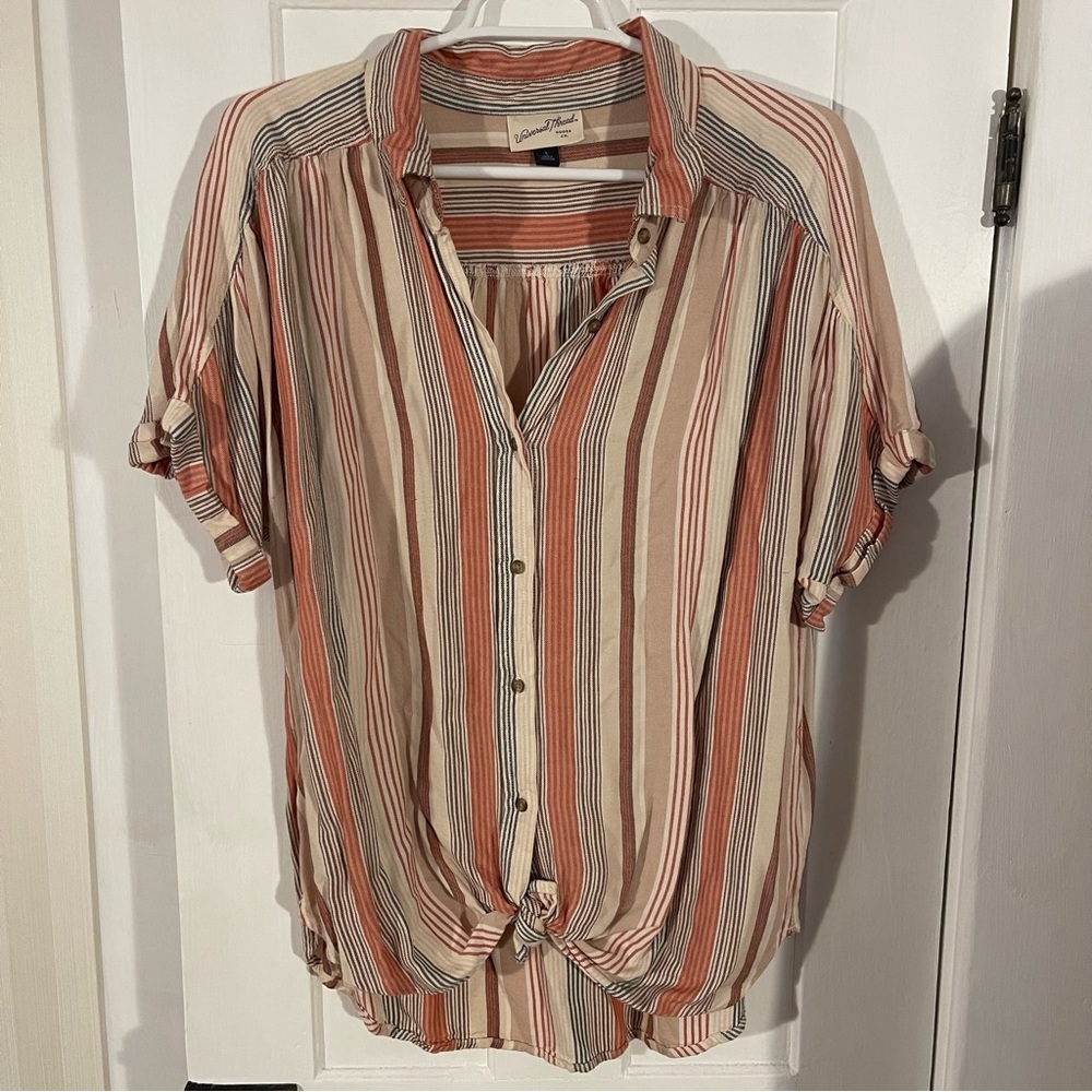 Striped Short Sleeve Button Up